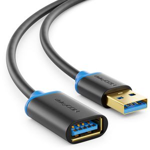 deleyCON 2m USB 3.0 Super Speed Verlängerungskabel - USB A-Stecker zu USB A-Buchse - USB 3.0 Super Speed Technologie bis zu 5 Gbit/s - Schwarz/Blau