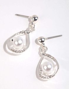 Lovisa - Silberne Wirbel-Perlen-Tropfen-Ohrringe
