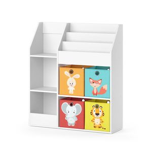 Vicco Kids' shelf Luigi, 100.4 x 114.2 cm with 4 folding boxes (coloured), White