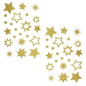 Oblique Unique 44 Glitzernde Funkelnde Sterne Sticker Aufkleber Weihnachtssterne Weihnachtsdeko - gold