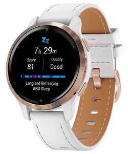 Garmin 010-02429-23 Venu 2S Fitness Smartwatch biały/różowe złoto + skórzany pasek