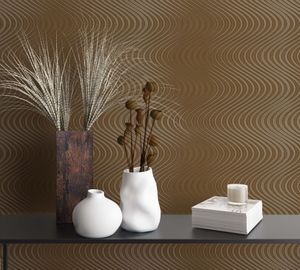 marburg Tapete Gold Braun Metallic Wellen Linien für Schlafzimmer Wohnzimmer oder Küche  10,05 x 0,70m