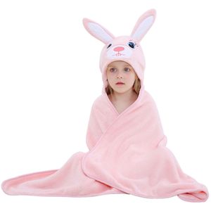 Premium Kapuzenhandtücher für Kinder, Babyhandtücher 70x120cm, Strand- oder Badetuch, Kaninchen Design, Pink