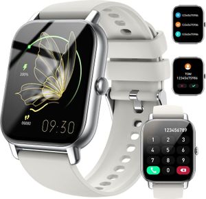JUNG Nerunsa Smartwatch Damen & Herren Fitnessuhr, mit Bluetooth Smartwatch (4,69 cm/1,85 Zoll) mit Telefon Funktion, 100+ Trainingsmodi)