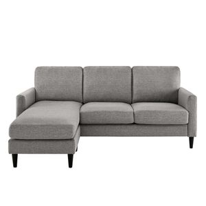 Sofa 3 Sitze mit Chaise Lounge in Leinen Grau