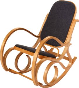 Houpací křeslo M41, TV křeslo, masivní dřevo  vzhled dubu, látka/textil antracitově šedá