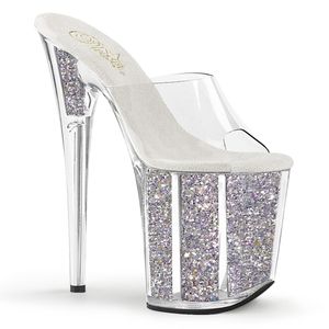 FLAMINGO-801G Damen Slipper von Pleaser, Transparent EU 38, US 8