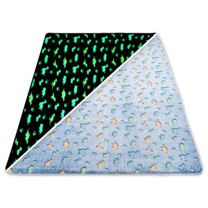 Teppich Kinderzimmer leuchtend 160x220 cm - kinderteppich fluoreszent spielteppich kuschelteppich dino teppich waschbar Blau Dinosaurier