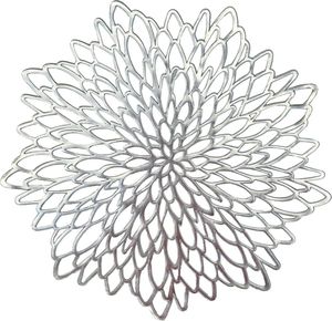 6er Set Rund PVC Platzset Abwaschbar Tischsets Rund Platzdeckchen, Hitzebeständig und rutschfest, Ideal für Küche, Party, Hochzeit usw, Silber