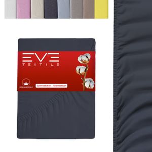 EVE Textile Spannbettlaken 180 x 200cm Anthrazitgrau 100 % Baumwolle Spannbetttuch Bettlaken Spannlaken Spannbezüge Spannoberlaken Betttücher Jersey