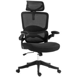 Kancelářská židle Vinsetto s houpací funkcí, kancelářská židle, výškově nastavitelná židle k počítači, otočná židle, židle k PC s nosností až 120 kg, do pracovny, síťovina, černá, 62 x 58 x 120-133 cm