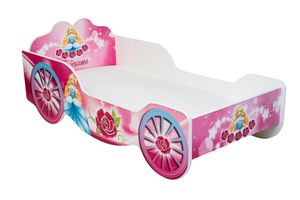 Kutsche Kinderbett Mädchenbett 70x140 | 80x160 mit Rausfallschutz Matratze optional | Prinzessin Kinder Spielbett 140x70