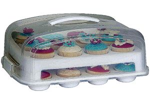Patisse Cup-Cake-Transportbox 39cm, weiß/transparent