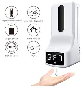 AMITD Kontaktloses Infrarot Thermometer mit Automatisch Hände Desinfektionsspender Wandmontage 1000ML für BüRos GeschäFte Schulen