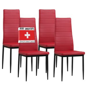 Židle do jídelny Albatros MILANO sada 4 kusů, červená - Čalouněná židle s potahem z Imitace kůže, moderní stylový design k jídelnímu stolu - židle do kuchyně nebo jídelny s vysokou nosností až 110 kg