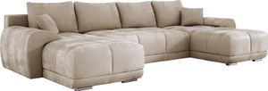 Ecksofa SCARLO U mit Schlaffunktion 180x360 cm, Sofa U-Form mit Bettkasten, Polsterecke, Wohnlandschaft, Sofa XXL, Samtstoff - Beige MH02 Ecksofa SCARLO U mit Schlaffunktion 180x360 cm, Sofa U-Form mit Bettkasten, Polsterecke, Wohnlandschaft, Sofa XXL, Samtstoff - Beige MH02