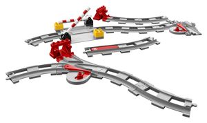 LEGO 10882 DUPLO Eisenbahn Schienen, Zugschienen-Bauset mit rotem Signalstein, Kinderspielzeug für Jungen und Mädchen ab 2 Jahren, Steine