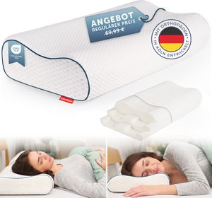 Blumtal Orthopädisches Nackenstützkissen aus Memory Foam - ergonomisches Kopfkissen mit individueller Höhenanpassung