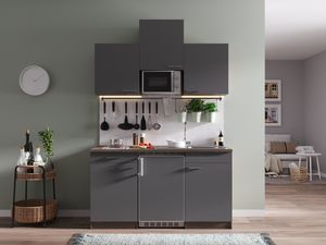 respekta Küche Küchenzeile Küchenblock Single Miniküche 150 cm Eiche York grau