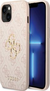Guess Polyurethan4G Metal Logo Case für iPhone 15 Pink