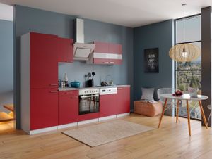 Küche Küchenzeile Küchenblock Einbauküche Weiß Rot Malia 280 cm Respekta
