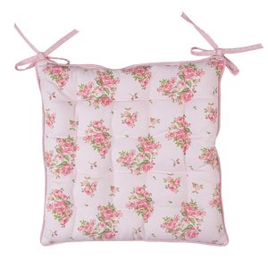 Clayre & Eef Stuhlkissen Schaumstoff 40x40x4 cm Rosa Baumwolle Rosen