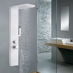 ACXIN Duschpaneel Duscharmatur aus Rostfreiem Edelstahl 4 in 1 Duschsystem mit Handbrause Regendusche Massagedusche und Wasserfalldusche Weiß