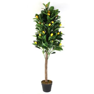 NATURN LIVING Kunststoff Zitronenbaum - ø 16 x 125 cm - Citrus Limon - Kunstbaum - Pflegeleichter Zitronenbaum - Mediterrane Pflanze - Gelb