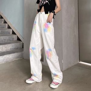 360Home Damen Gerade Weite Loose-Fit Tie-Dye Jeans Weiß M 360Home Damen Gerade Weite Loose-Fit Tie-Dye Jeans Weiß M