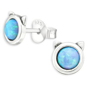 Opal Katzen Ohrringe aus 925 Silber