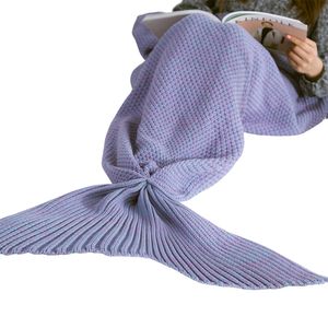 CANDeal Purple 70x140cm pro děti mořská panna deka personalizované ručně pletené teplé obývací pokoj pohovka deka Vánoce narozeniny dárek spací pytel