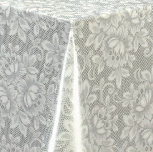PVC Tischdecke Dantella Wachstuch - Breite & Länge wählbar - abwaschbar - Blumen Spitzendekor grau weiss, Größe:130 x 130 cm
