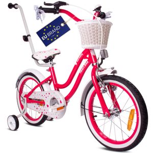 Dievčenský bicykel 16 palcový zvonček prídavné kolesá push bar Heart Bike ružový Sun Baby