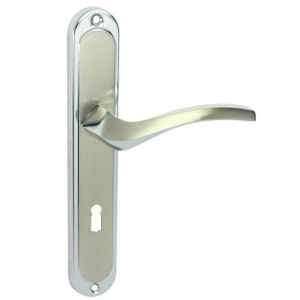 DOMINO Türgriff 72 Drückergarnitur BB-Buntbart | Langschildgarnitur | Zimmertür Bürotür Kellertür & Innentür | Aluminium | Chrom/Nickel | ENIGMA M6/M9