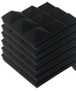 12 Stück Selbstklebend Akustikschaumstoff 30x30x5 cm Schwarz Akustikschaumstoff Pyramidenschaumstoffe