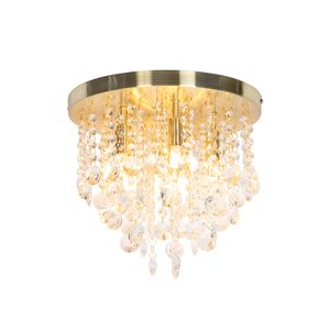 QAZQA - Art Deco Klassische Deckenleuchte I Deckenlampe I Lampe I Leuchte Gold I Messing mit Glas - Medusa I Wohnzimmer I Schlafzimmer - Rund - LED geeignet G9