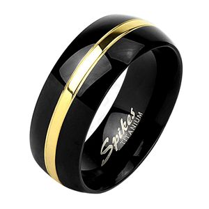 Damen Herren Ring Trauring Partnerring Ehering Zweifarbig Schwarz Gold Titanium rosegold-silber 54 - Ø 17,32 mm 6 mm