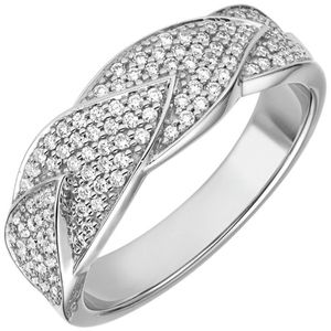 Weißgoldring, Solitär Diamantring, Brillantring 585er Gold, 119 Brillanten 0,45ct., ca. 5,6 Gramm