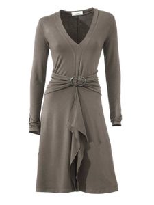Linea Tesini Designer-Volantkleid, taupe Kleider Größe: 38