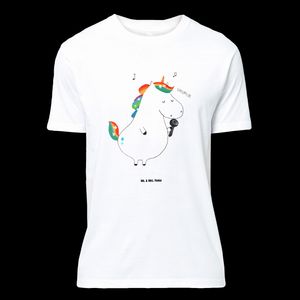 Mr. & Mrs. Panda Größe XL T-Shirt Einhorn Sänger - Weiß - Geschenk, Geburstag, Jubiläum, Pegasus, Einhorn Deko, Nachthemd, Sprüche, Unicorn, Einhörner, Feier, Damen