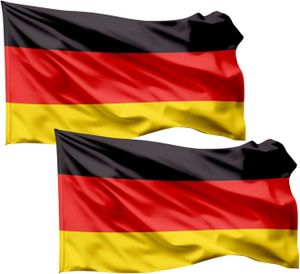 2x Deutschland Flagge 90 x 150 cm - EM 2024 Fahne - Fanartikel - strapahrzierfähiges Polyester & Metallösen