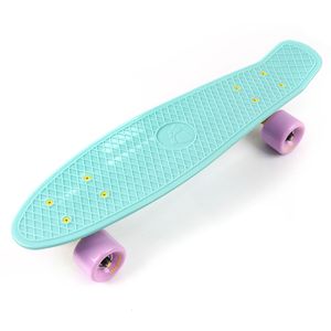 Skateboard Komplette 22" Mini Cruiser Board Retro Komplettboard für Anfänger Kinder Jugendliche Erwachsene, 56x15cm Meteor hellblau/rosa/gelb