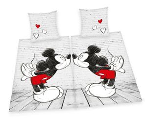 Disney Mickey & Mickey Mouse Partner Bettwäsche pride, 4-teilig, 80x80 + 135x200cm, 100% Baumwolle / Doppelpack, gay