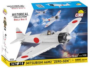 COBI 5729 Historische Sammlung WWII Samolot Mitsubishi A6M2 "ZERO-SEN" 347 klocków