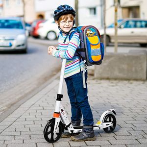 GOPLUS Höhenverstellbar Tretroller, Klappbar Scooter mit Tragegurt & Fußständer, Cityroller aus Aluminiumlegierung, mit PolyurethanRäder, für Erwachsene & Kinder ab 8 Jahren