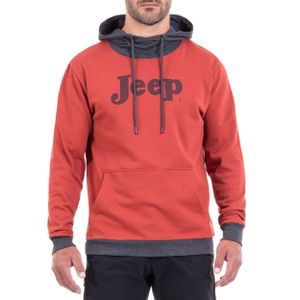 Jeep Hoodie SWEATSHIRT 'VINTAGE JEEP' Herren Rot, Größe Herren Textil:S, Farbe Jeep:Firebrick/Dark Grey Melange
