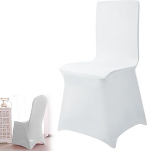 ACXIN Stuhl Husse Schleifenband Stuhlbezüge Stuhlhussen Stretch Stuhlüberzug Moderne Stuhl Abdeckung für Hochzeiten und Feiern (100 Stück, Weiß)
