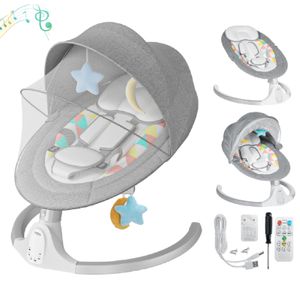 Babywippe elektrisch mit Bluetooth, Babyschaukel Babywiege mit Musik,Verstellbare Rückenlehne 5 Schwingungsamplituden Musik