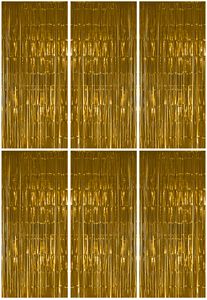 6x Lametta Vorhang - gold - 91x244 cm