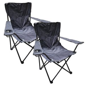 2er Set Campingstühle Campingstuhl schwarz Klappstuhl Anglerstuhl Falthocker 2x